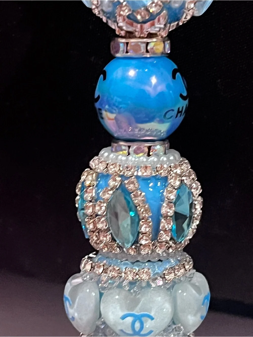 Designer-inspired custom designed blue purse focal fancy beaded pen